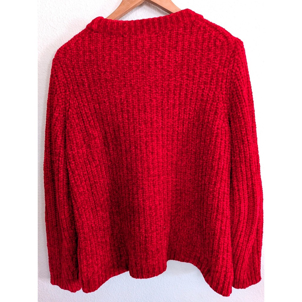 Talbots Red Chenille Ribbed Knit Crewneck Sweater Womens Large L Long Sleeve - Picture 2 of 5